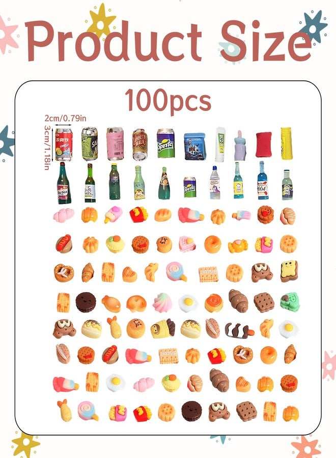 مجموعة ألعاب مصغرة، 100 قطعة من مجموعة مطبخ للعب التخيلي مع طعام وشراب مصغر، إكسسوارات بيت الدمى للعب الأدوار، ديكور منزل صغير، ألعاب تعليمية للأطفال من سن 6 إلى 12 عامًا - Image 2